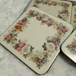 Vtg English Life Satin Finish Cork back Coasters set of 6